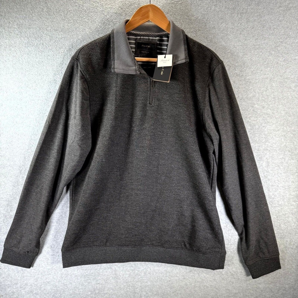 Porter & Ash‎ Sweater Men's XL Gray Quarter Zip Long Sleeve Knitted Pullover